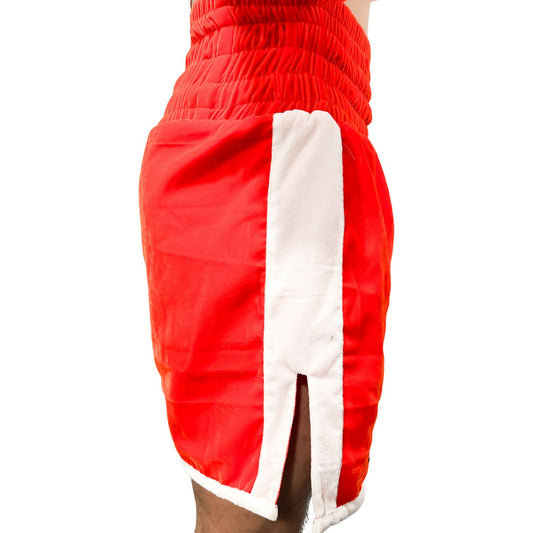 Premium Velvet Boxing Shorts – Orange & White