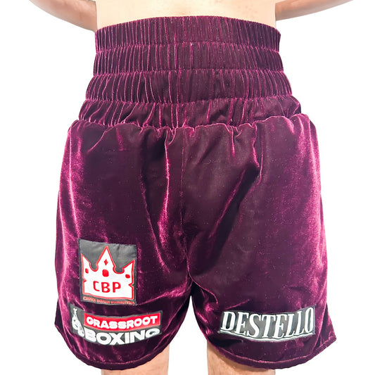 Maroon Velvet Boxing Shorts for Men – Premium Fightwear for Champions