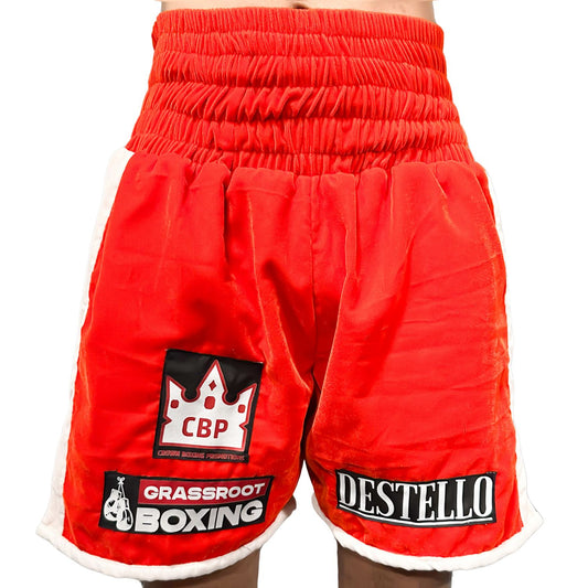 Premium Velvet Boxing Shorts – Orange & White